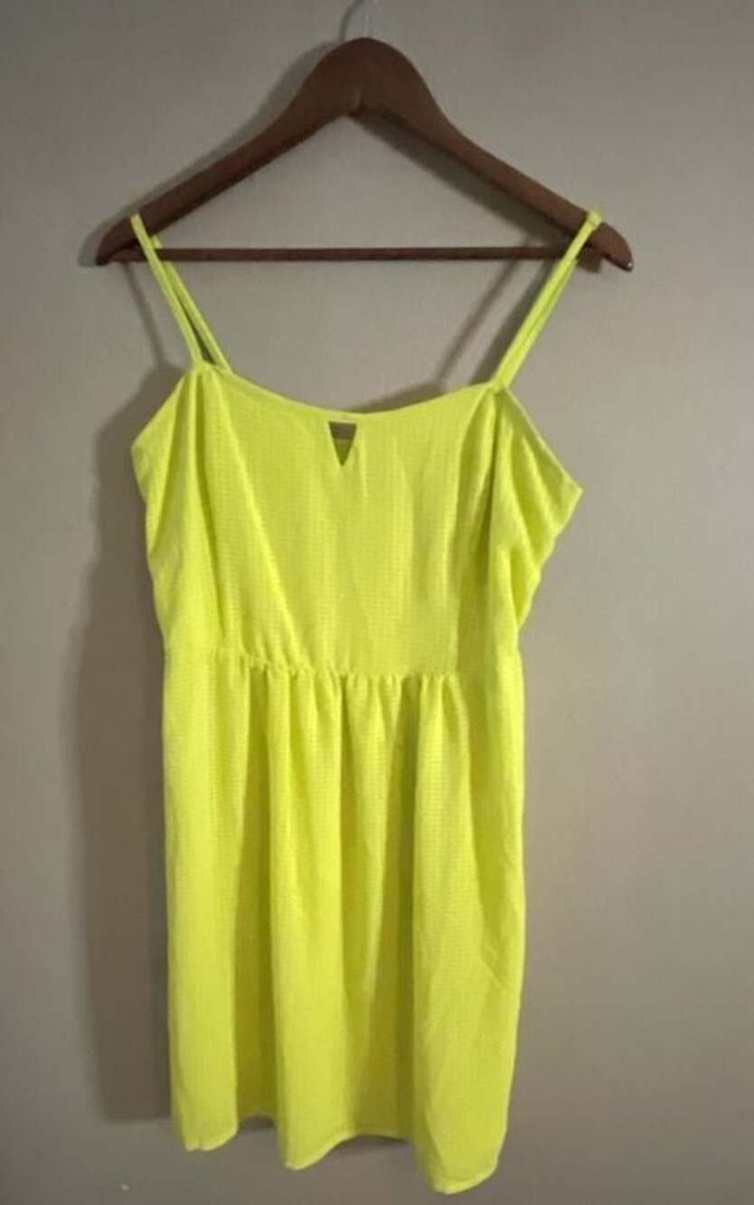 ANA Women's Neon Yellow Smocked Mini Dress Size L